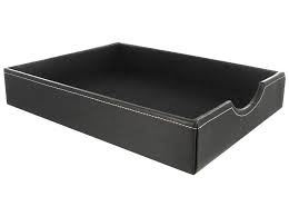 Leather Letter Tray With Lid